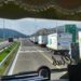 To κονβόι με τα φορτηγά στον δρόμο επιστροφής από Τουρκία